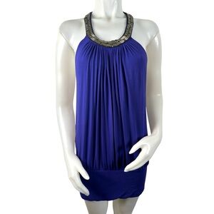 Express Women’s Blue Halter Tunic Embellished Fairy Top Size M